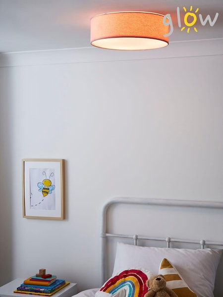 glow Pink Plain Diffused Flush Ceiling Light Pendant (T57093) | £40
