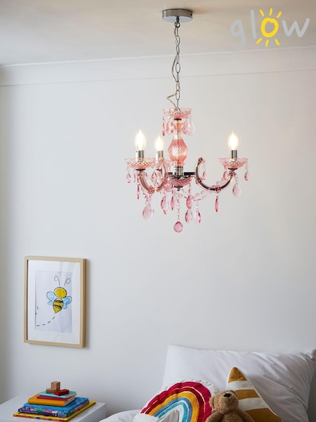 glow Pink Marie Terese 3 Light Ceiling Light (T57098) | £40