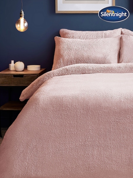 Silentnight Blush Pink Borg Fleece Cosy Teddy Duvet Cover and Pillowcase Set (T57812) | £20 - £30