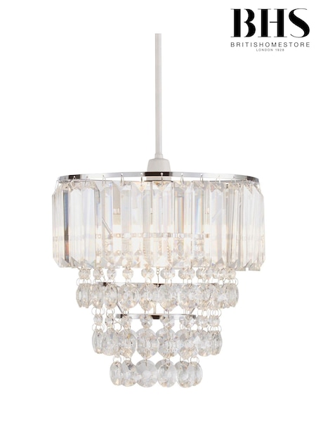 BHS Silver Paladina Crystal Easy Fit Shade Ceiling Light (T58491) | £65