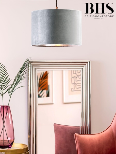 BHS Grey 30cm Velvet Shade (T58511) | £26
