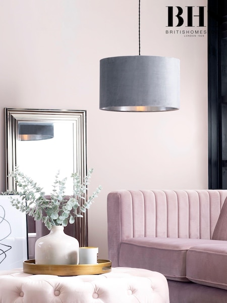 BHS Grey 40cm Velvet Shade (T58512) | £36