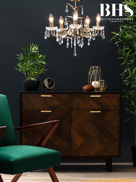 BHS Brass Paisley 5 Light Flush Chandelier Light (T58528) | £100