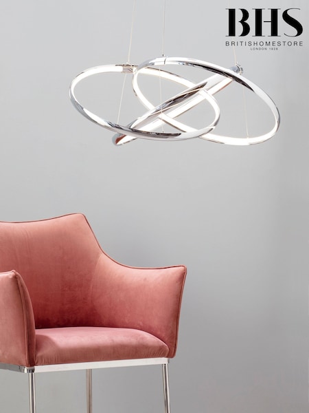 BHS Silver LED Triple Ring Ceiling Light Pendant (T58540) | £120