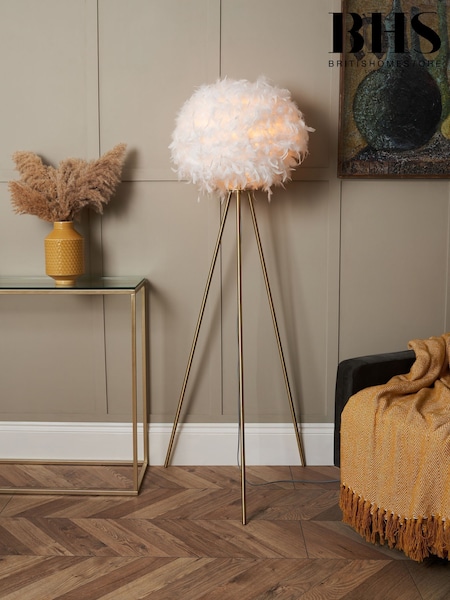 BHS White Feather Tripod Floor Lamp (T58548) | £110