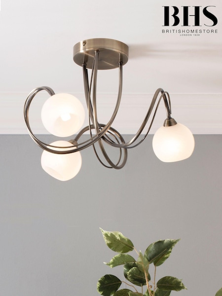 BHS Brass Soni 3 Light Flush Flush Ceiling Light (T58550) | £70