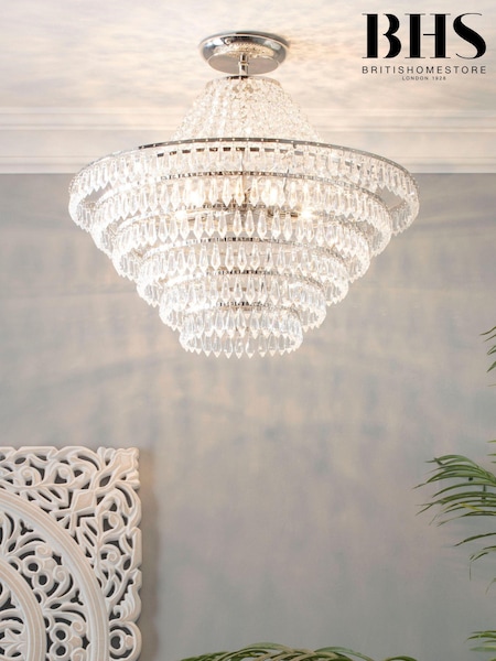 BHS Silver Ivy Large Flush Ceiling Light (T58566) | £132