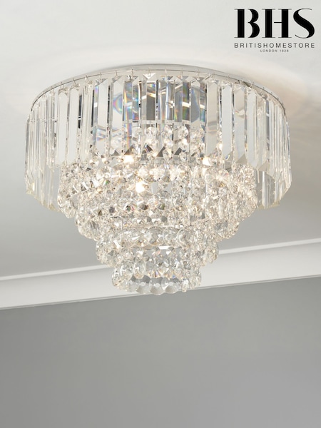BHS Silver Paladina Flush Ceiling Light (T58570) | £170