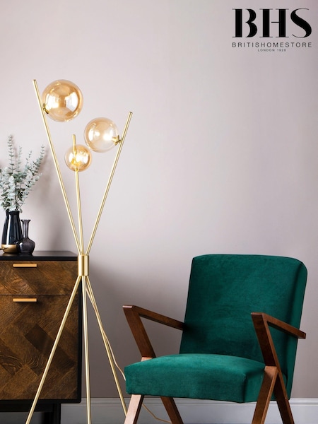 BHS Brass Lincoln Tripod Floor Lamp (T58578) | £180