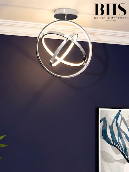 BHS Chrome Ingel 3 Rings Orbital LED Flush Ceiling Light (T58584) | £90