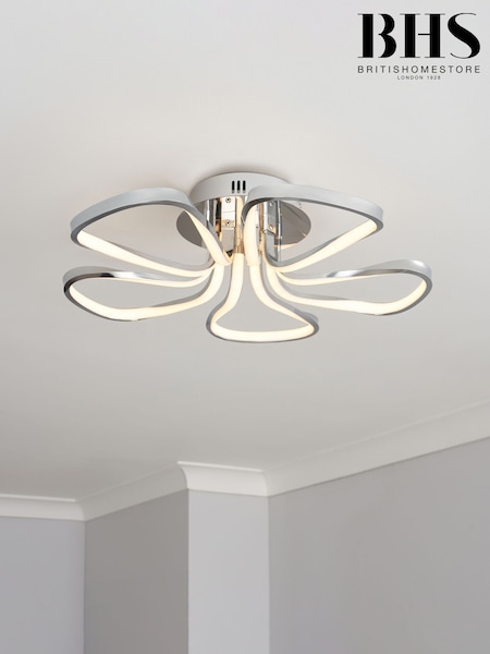BHS Chrome Alvar LED 5 Petals Flush Ceiling Light (T58585) | £130