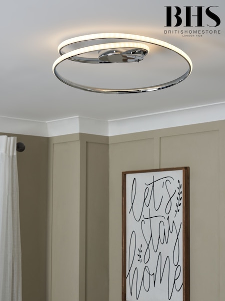 BHS Chrome Pei Rings LED Flush Ceiling Light (T58588) | £120
