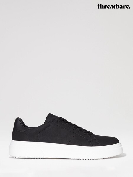 Threadbare Black Raised Sole Court Trainers (T59464) | £36