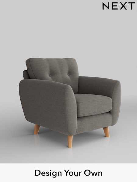 Fine Chenille Easy Clean/Dark Smoke Grey Wilson Buttoned Back (T59673) | £599