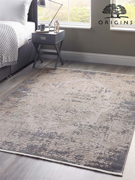 Origins Grey Vintage Medallion Hand Loom Rug (T59905) | £165