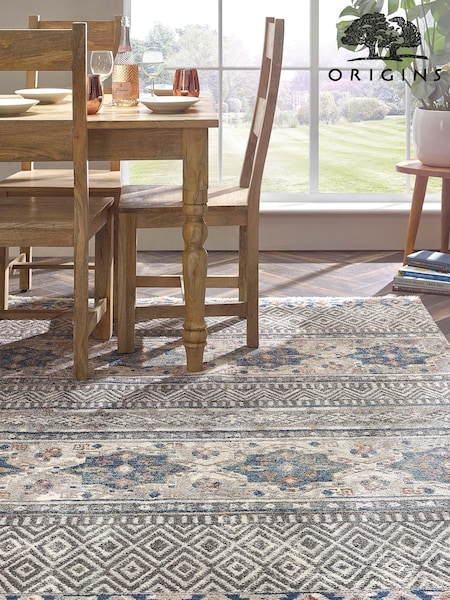Origins Grey Mandala Stripe Rug (T59910) | £150