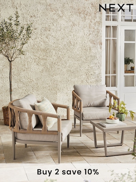 Natural Sorrento Garden 3 Piece Chairs and Table Bistro Set (T59996) | £499