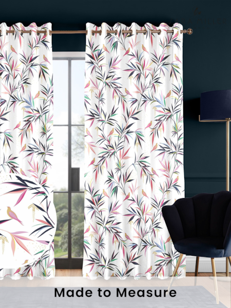 Sara Miller White 100% Cotton Bamboo Made to Measure Curtains (T60365) | £91