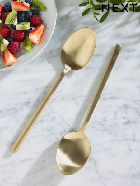 Gold 2 Piece Serve Spoon Valencia Stainless Steel Serve Spoon Set (T60664) | £12