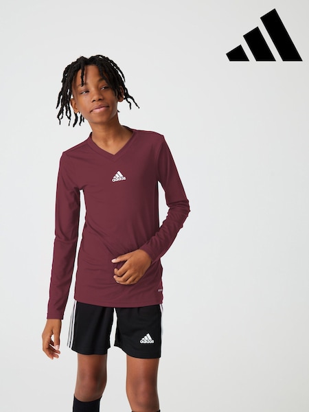adidas Maroon Red Team Base T-Shirt (T61247) | £12