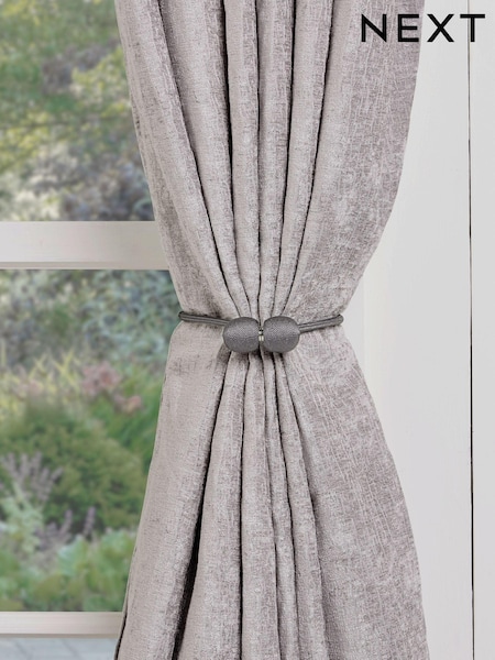 Charcoal Grey Magnetic Curtain Tie Backs Set of 2 (T61646) | £10
