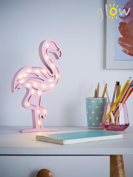 glow Pink Wooden Flamingo Table Light (T61713) | £14