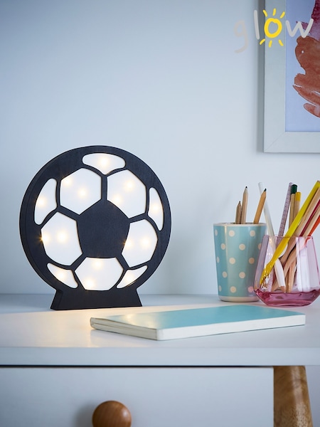 glow Black Wooden Football Rechargeable Wireless Table Light (T61714) | £14