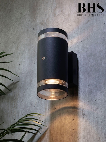 BHS Black Lens 2 Outdoor Wall Light With Photocell Sensor (T62540) | £40