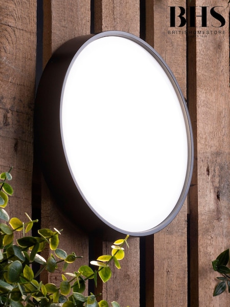 BHS Black Ripon LED Round Flush Wall Outdoor Light (T62586) | £45