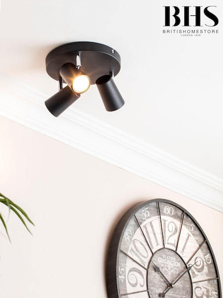BHS Harvey Black Harvey 3 Light Flush Spotlight (T62618) | £25
