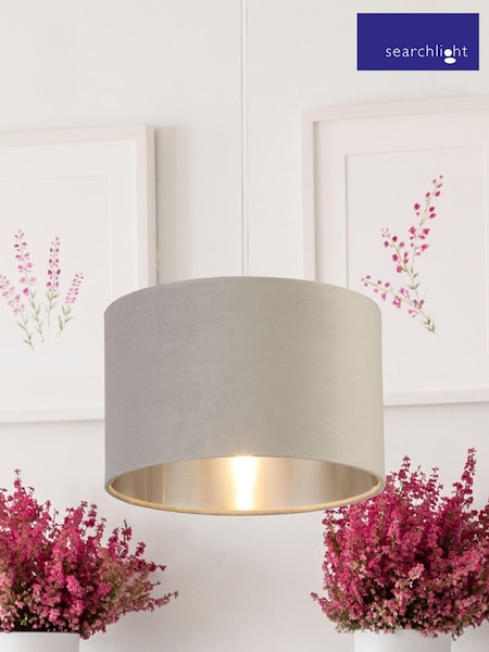 Searchlight Josie Light Grey Velvet Easy Fit Shade (T63213) | £27