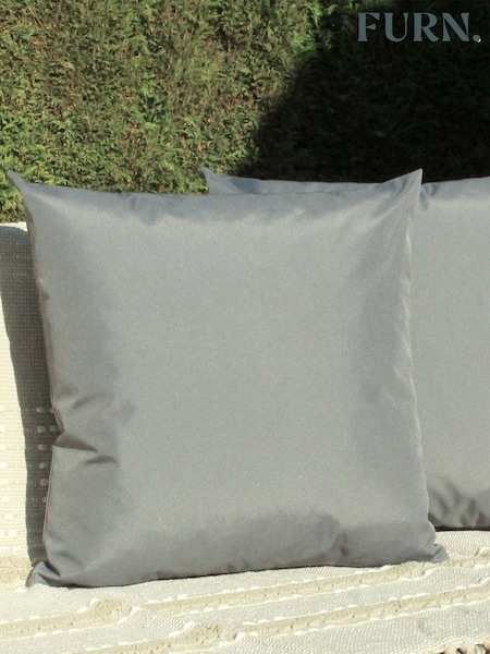 furn. Grey Plain Twin Pack Water UV Resistant Outdoor Cushions (T63236) | £23