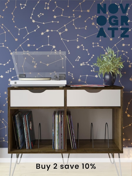 Novogratz Brown Concord Turntable Stand With Drawers (T64173) | £150