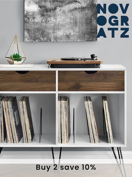 Novogratz White Concord Turntable Stand With Drawers (T64179) | £150
