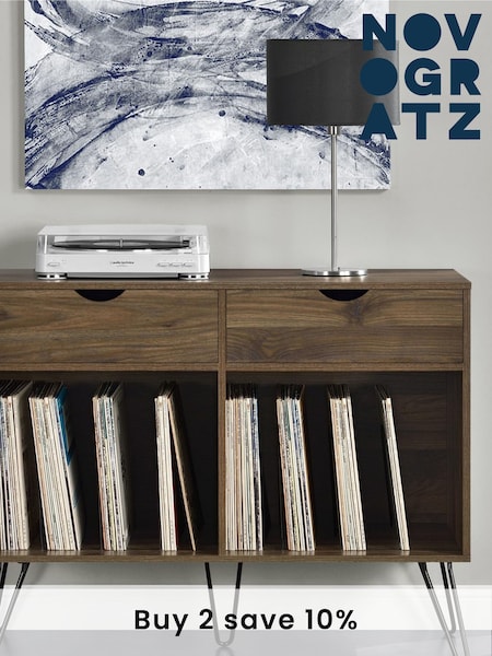 Novogratz Brown Concord Turntable Stand With Drawers (T64180) | £150
