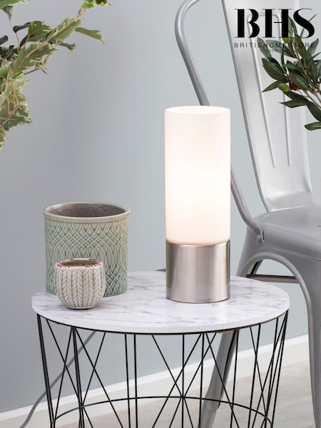 BHS Silver Cylinder Touch Lamp (T64521) | £35