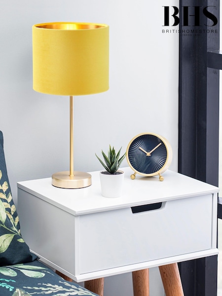 BHS Yellow Velvet Table Lamp (T64532) | £28