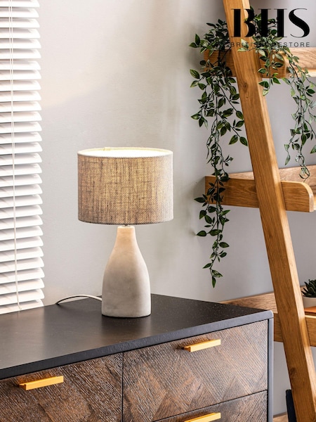 BHS Grey Mini Marcus Concrete Table Lamp (T64533) | £45