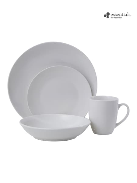 Essentials by Premier 16 Piece White Porcelain Dinner Set (T65042) | £40
