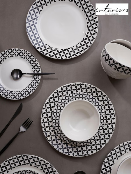 Interiors by Premier 12 Piece White Avie Windmill Dinner Set (T65057) | £42