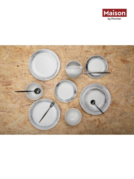 Maison by Premier 12 Piece Black Middag Stoneware Dinner Set (T65072) | £49