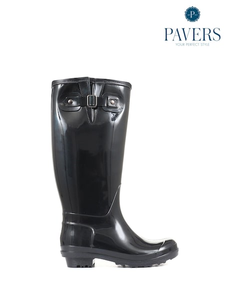 Pavers Ladies Patent Fleece Lined Wellies (T65321) | £30