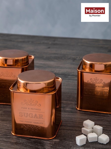 Maison by Premier Copper Chai Square Canisters (T65806) | £33