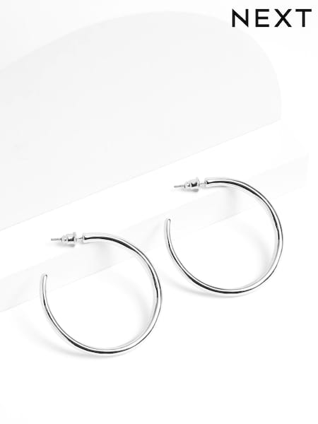 Silver Tone Taper Hoop Earrings (T66554) | £7