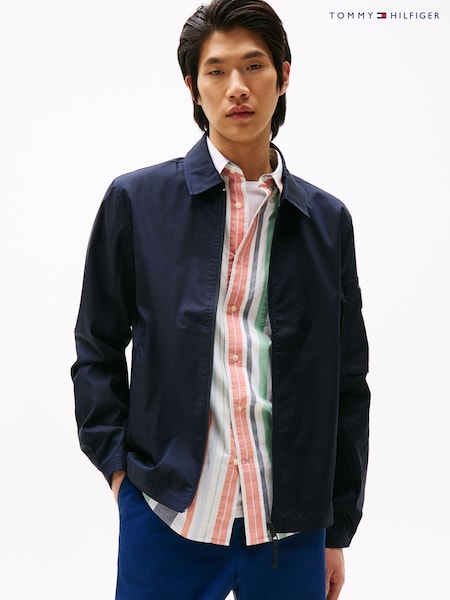 Blue - Regular Tommy Hilfiger Performance Water Repellent Tech Shirt Jacket