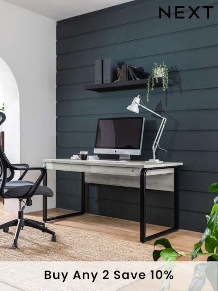 Grey Bronx Oak Effect Large Desk (T67097) | £485