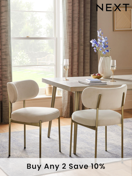 Set of 2 Soft Velvet Pebble Brushed Aleia Dining Chairs (T67481) | £270