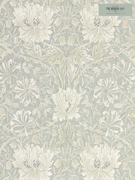 Morris & Co. Grey Pure Honeysuckle Tulip 10.05M Wallpaper (T67901) | £135
