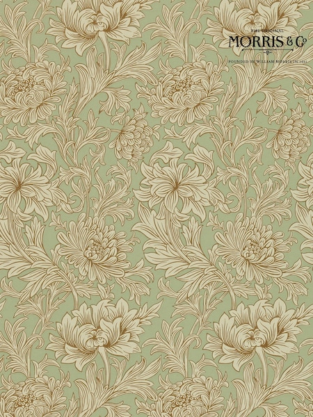 Morris & Co. Green Chrysanthemum Toile 10.05M Wallpaper (T67902) | £115