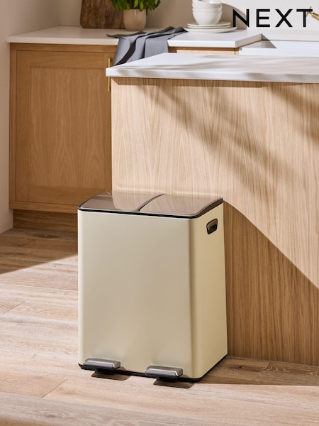 Cream 40L 3 compartment Recycling Soft Close Pedal Bin (T68054) | £95
